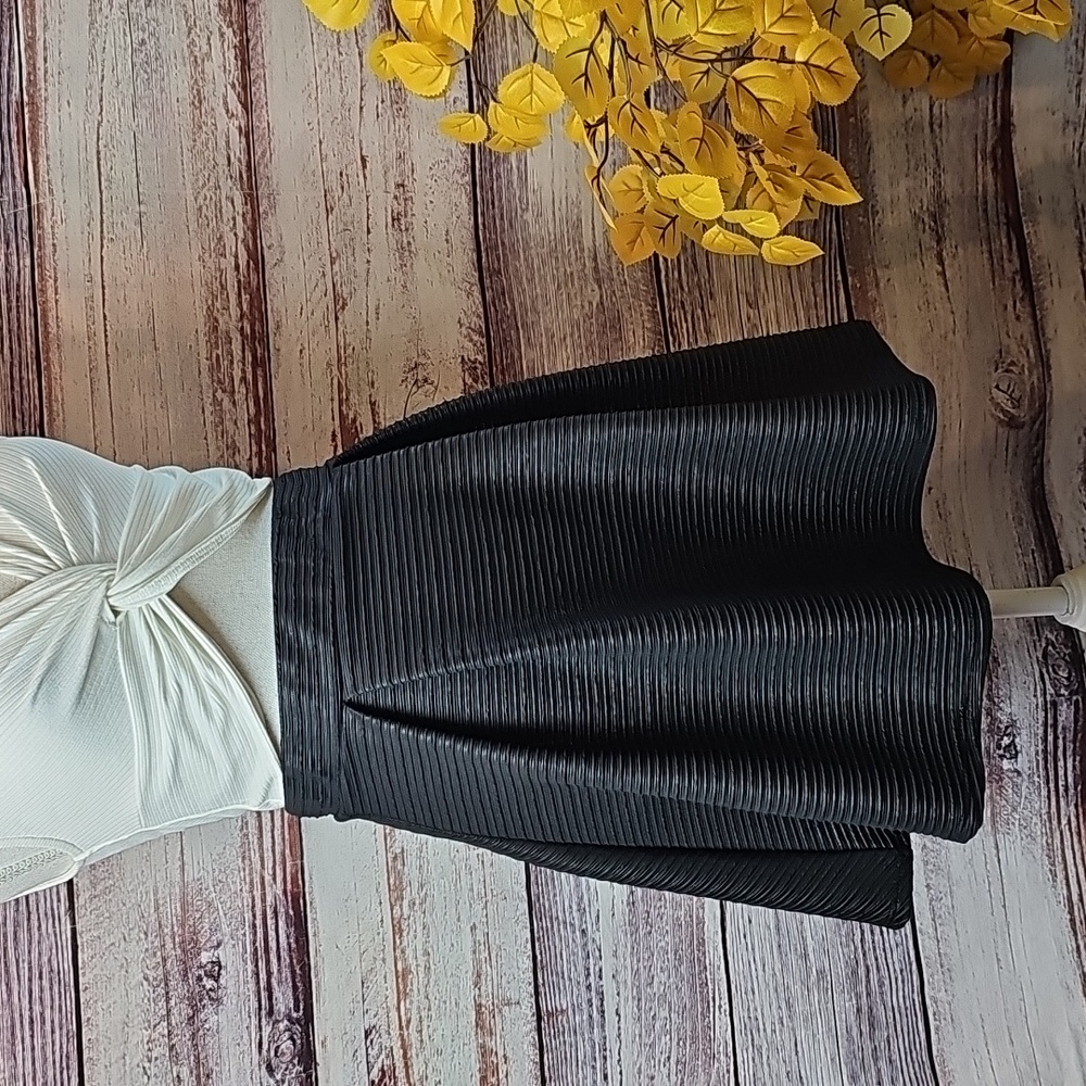 NEW CHARLOTTE RUSSSE BLACK TEXTURED PLEATED SKATER SWING SKIRT - Picture 1 of 7